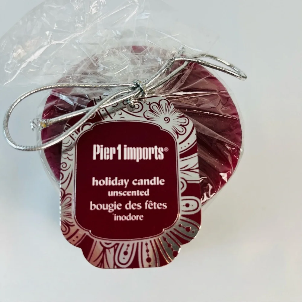 NEW Pier 1 Imports Snowflake Gem Holiday Glam Candles Deep Red/Burgundy Silver